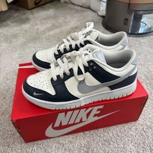Nike Dunk Low Sneakers in Navy and White
